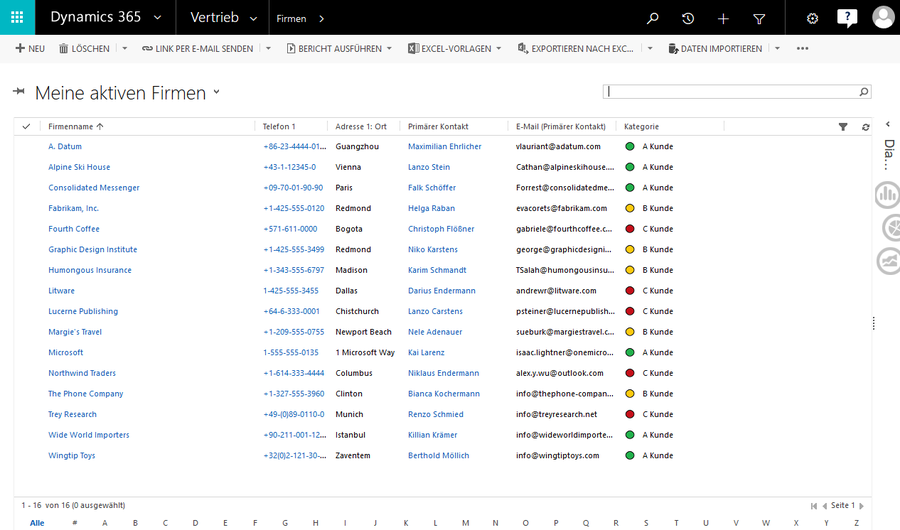 Ansichten in Dynamics 365