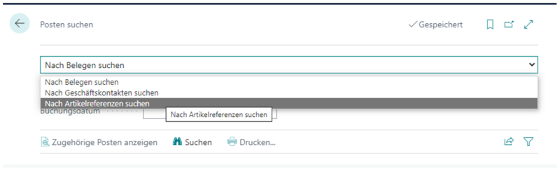  Dabei kann man nach Belegen, nach Geschäftskontakten und kontaktbezogenen Belegen sowie nach Artikelreferenzen suchen unter Verwendung von Serien- oder Chargennummern.