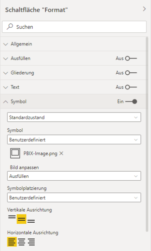 Dazu stehen viele Formatierungsoptionen zur Verfügung, wie z. B.: „Bild anpassen“, „Symbolplatzierung“ sowie viele weitere.