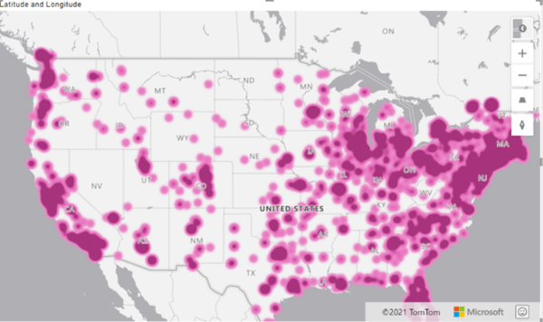 Heat map layer – Azure Maps Visual